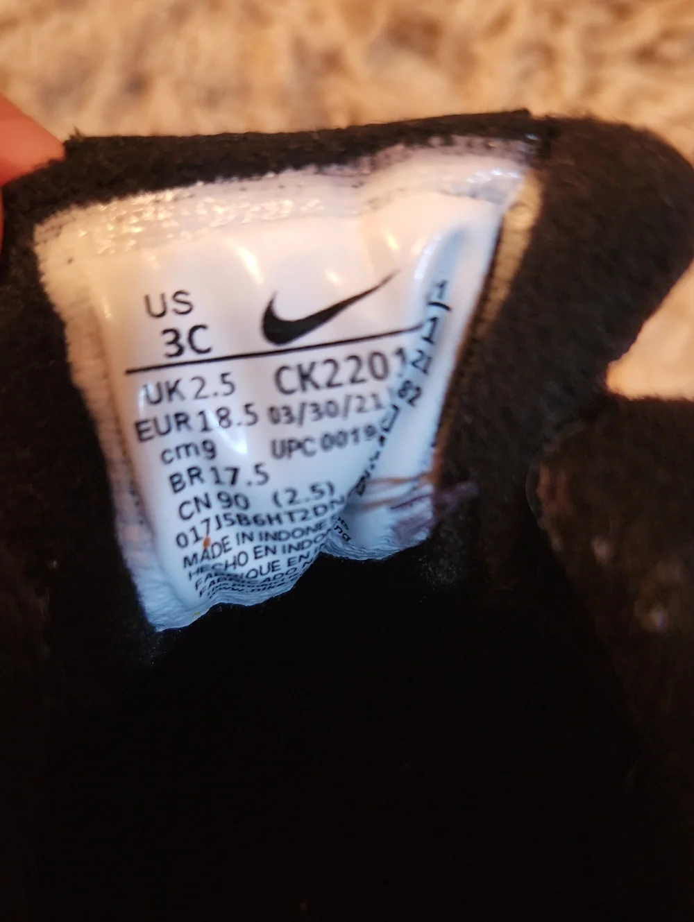 Nike Air Force 1 Black Baby Crib Shoes With Soft Sole Size 3C